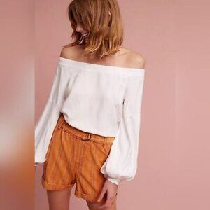 Hei Hei Anthropologie Tahiti High Rise Orange Striped Cargo Shorts XS